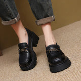 Cowhicked Retro English Wind And Happy Shoes Women's Autumn New Thick Bottom Single Shoes Thick Heeled High