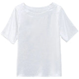 Women's Blouse Satin O-Neck Short shirts Pretty and Cheap White Print Silk Fashion Women Blouses 2023 Elegant Summer Female