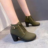 Round Head With Martin Boots French Retro And Ankle Short Boots Thick Background Anti-Slip Side Zipper Women's