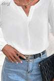 Spring Clothing Loose Tops Chiffon Blouse White Tops Office Lady Long Sleeve Fashion Women Shirt Solid Elegant New