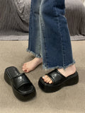 Summer New Thick Bottom Slippers Women Wear Temperament High With One-Drag Small Cake Slope And Half
