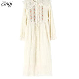 Floral Embroidery Lolita DressWomen Summer Kawaii Peter Pan Collar Loose Dress Elegant Luxury High Waist Party