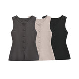 And Winter New Soft Buckle Vest Top