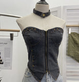 Babes Cowboy Breast Sling Sling Vest Sexy Sleeveless Hanging Neck Sleeveless Topie Girl