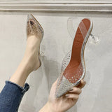 Summer New Korean Version Of Transparent Water Drill Fine Heel Sandals Crystal Shoes Women's High Heels High