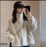 Winter Marinade Short-Term Collar Fur Integrated Slings Plush Green Fur Coat Women's Lamb