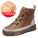 Leather Boots Children Winter New Soft Base Of High-Top Women's Shoes Magic Stick Martin Boots Women Retro