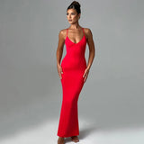 Zingj Summer New Temperament Sexy Trend V Collar Back Slim Dress