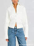 Women's New White Short T-Shirt Irregular Fashion