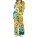 Women's Hot Flower Printing Tie With Short-Sleeved Fashion