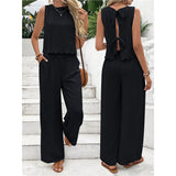 Summer Women's Fashion Ice Silk Sleeveless Vest Casual Pants Set