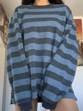 Vintage Striped Oversized Pullover Sweatshirt-Outfit