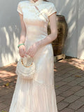 New Products Slim And Gentle And Comfortable With Fashion Noble Gold Cheongsam Dress Female Summer Temperament
