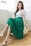 Women's Skirts High Waist Sweet Girl's Mid-calf Skirt Solid Skirts for Women Vintage Long Fashion 2023 Kawaii Summer Women