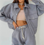 Solid Women's Dress Loose Waist Trousers Casual Long Sleeve Two Sets Single Buckle Coat Jacket