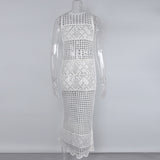 Beach Dress Bikini Cover Knitted Knitted Knitted Tuk-Tukt Vest Long