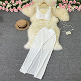 Zingj Holiday Fashion Suit Women's Vest With High Waist Slit Wrapped Hip Skirt