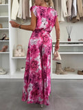 Women's Fashion Set Round-Neck Sleeveless Top 100-Fold Broad Leg Trousers Two-Set Casual