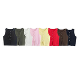 Women's New Fashion Pure Color Round Neck Loose Casual Flat Needle Sleeveless Short