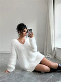 Autumn And Winter New V Collar Wear Loose Lazy Breeze Knitted Sweater