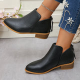 Head After The Zippered Martin Boots Large Size Leather Boots Solid Color Thin And Thick Leather And Ankle