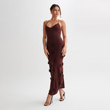 Beach Hoodie Jersey Knitted Embroidered Sling Skirt Sexy-Back Tying With Ass Long
