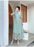 Dress Women's New Sweet Collar Collar Buckle Repair Medium Long Lace Temperament High-Sense