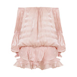 French Style Shoulder Necromanid Cake Dress Chic Design Lantern Sleeve Pure Temperament