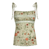 Made Old Plant Floral Print Slings Small Vest 2025 Summer Sub-Cultural Fashion New