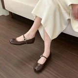 Round Head Light Mouth Mary Jane Shoes Women 2025 New Spring And Summer Word With Flat Bottom Simple Women's Singles Shoes With