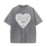 Love Print Short-Sleeved T-Shirt Women's Summer New Water Wash To Make Old Design Feel Bottoming Top
