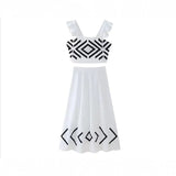 Women's Clothing Explosion Sleeveless Waveside Printed Vest Half-Skirt