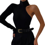 Women's Summer Single-Sleeve Long-Sleeved Round-Necked Body-In-Body Women's Uniform Sexy Style Fashion