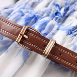 Summer Dress With Belt Laminated Decorative Print