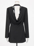 Congyuan Wind Sexy Deep V Suit 2025 Summer New Temperament Hollow Back Design Solid Color Suit Jacket
