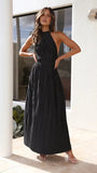 Zingj Summer New Fashion Small Pure And Fresh Shoulder Hanging Neck With Personality Show Back Long Dress