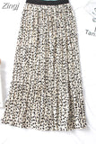 Women 2023 High Waist Floral Print Mid Calf Long Pleated Skirt Girls Summer Vintage Elegant Chiffon Midi