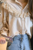 Blusas Casual Women Tops and Blouses Lace Blouse Vintage Women Autumn Lantern Long Sleeve Top Elegant Loose Shirt