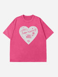 Love Print Short-Sleeved T-Shirt Women's Summer New Water Wash To Make Old Design Feel Bottoming Top