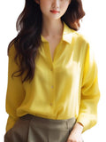 Sense Gentle Windy Yellow Beautiful Shirt Simple Commute Small Fashion Age-Dense Stated Set-Tite Shirt