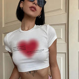 New Ins Summer Women's Sexy Print English Short T-Shirt