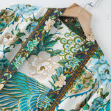 Women's Phoenix Flower Printed Sweater Cotton Jacket Coat
