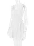 White Backless Bow Mini Dress-Outfit