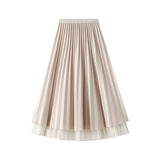 Silk Folded Skirt Net Yarn Half-Dress Woman Long Yarn Skirt On Both Sides Of The