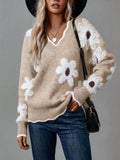 And Winter New Lace V-Neck Marinde Jersey Casual