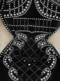 Autumn Women Gold/Silver Rivet Bodycon Party Dress Vintage Stand Collar Long Sleeve Sheath Slim Black Vestidos
