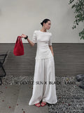 Xixi 2025 Autumn Black Standard Temperament High-Waisted Ribs Leisure Straight Legs Casual Pants Women