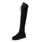 Explosive Large Code 35-43 Yards Flat Over The Knee Women's Long Boots Autumn And Winter New Velvet Locomotive