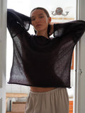 Zingj Sweater 2024 Spring / Summer New Female Perspective Thin Big Round Collar Horn