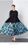 Exquisite Dress Women 2025 New Lazy Wind Collar Mid-Sleeves To Close The Waist Temperament 100-Fold Printing
